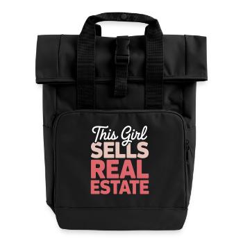 This Girl Sells Real Estate Gradient - Rolltop Rucksack mit zwei Griffen - Schwarz - Vorne