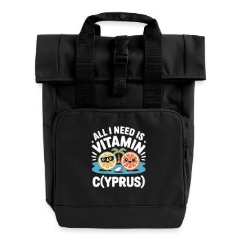 Cyprus All I Need Is Vitamin Cyprus Cyprus Flag - Roll Top Backpack with Two Handles - black - Front