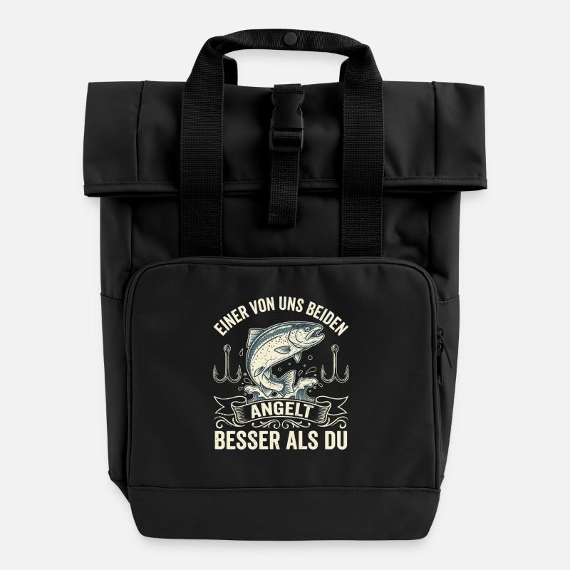 Besserer Angler Spruch – Lustiges Angelshirt - Rolltop Rucksack mit zwei Griffen - Schwarz