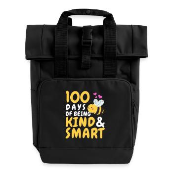100 Tage Bienen-freundlich und klug - Rolltop Rucksack mit zwei Griffen - Schwarz - Vorne