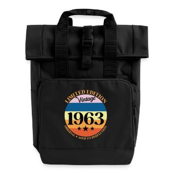 1963 Vintage Geburtstagsgeschenk 63 Geburtstag - Rolltop Rucksack mit zwei Griffen - Schwarz - Vorne