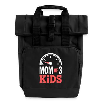 Mom Of 3 Kids Tank Empty Mom Humor - Roll Top Backpack with Two Handles - black - Front