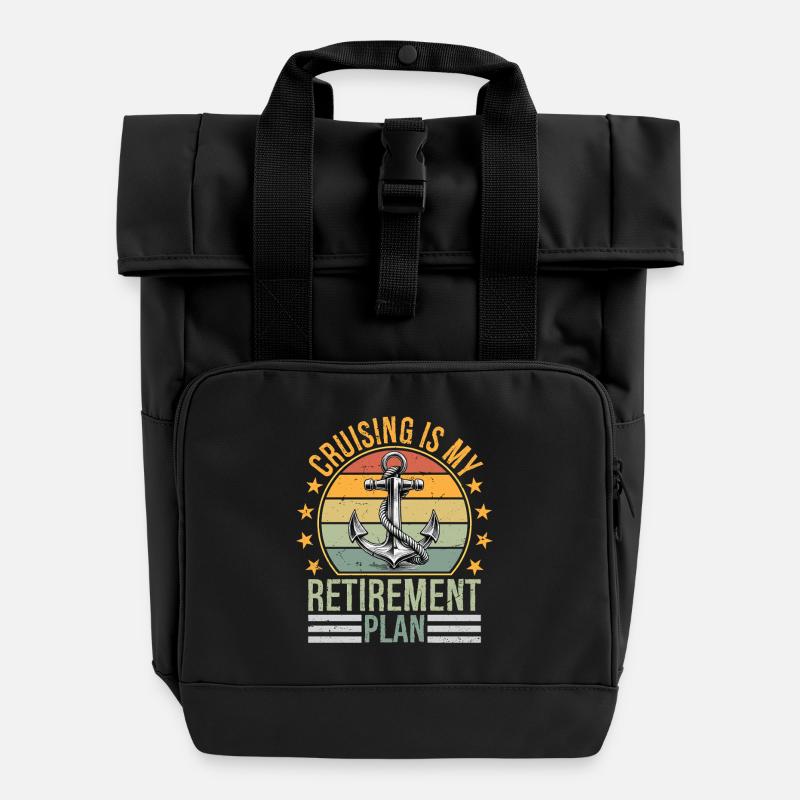 La croisière, c’est mon plan de retraite. La croisière est drôle - Sac à dos Roll Top à deux anses - noir