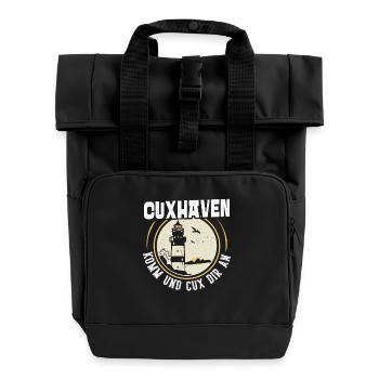 North Sea Holidays CUXHAVEN COME AND CUX TO YOU Funny - Roll Top Backpack with Two Handles - black - Front