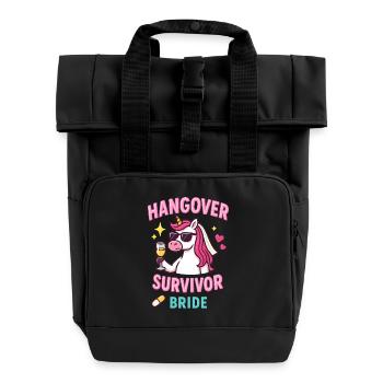 Hangover Bridal Unicorn, Bachelor Party Fun - Roll Top Backpack with Two Handles - black - Front