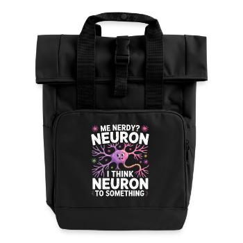 Me Nerdy? Neuron pun - Roll Top Backpack with Two Handles - black - Front