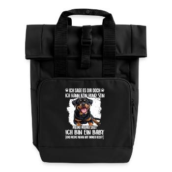 Geschenk für Rottweiler Halter Rottweiler Mama - Rolltop Rucksack mit zwei Griffen - Schwarz - Vorne