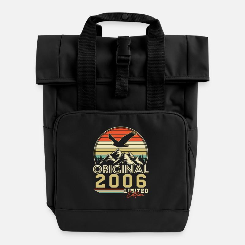 Original 2006 Vintage Birthday Retro Gift - Roll Top Backpack with Two Handles - black