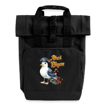 Baltic Sea Holiday AHOI RÜGEN Fun - Roll Top Backpack with Two Handles - black - Front