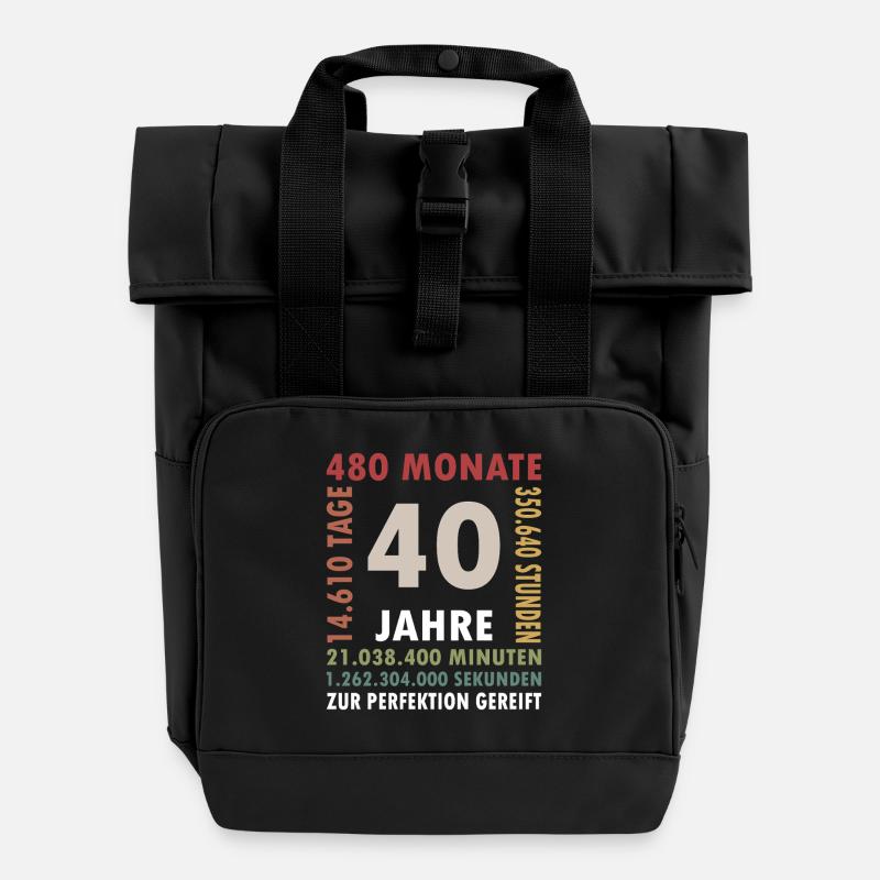40 Jahre Vierzigster Geburtstag Geschenk - Rolltop Rucksack mit zwei Griffen - Schwarz