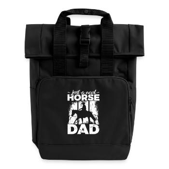 Cooler Pferdepapa - Rolltop Rucksack mit zwei Griffen - Schwarz - Vorne