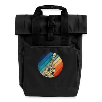 Hawaiian Ukulele Uke Retro Vintage - Roll Top Backpack with Two Handles - black - Front