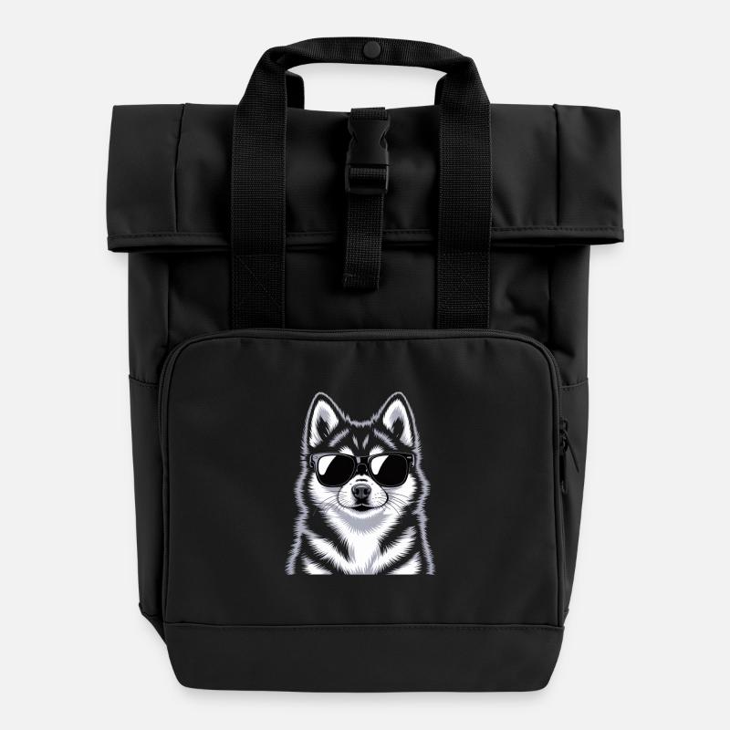 Pomsky - Sac à dos Roll Top à deux anses - noir