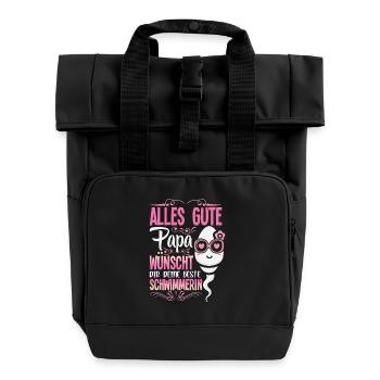 Alles Gute Papa wünscht dir dein bester Schwimmer - Rolltop Rucksack mit zwei Griffen - Schwarz - Vorne