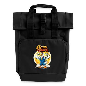 Gans Stark Muskelheld - Rolltop Rucksack mit zwei Griffen - Schwarz - Vorne