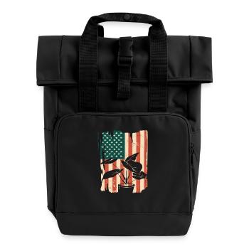 American Flag Plant Lover Gardener - Roll Top Backpack with Two Handles - black - Front