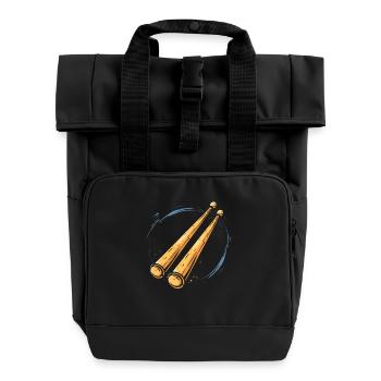 Drumsticks Graphic - Roll Top Backpack with Two Handles - black - Front