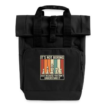 Schach ist nicht langweilig – Retro Strategie Desi - Rolltop Rucksack mit zwei Griffen - Schwarz - Vorne