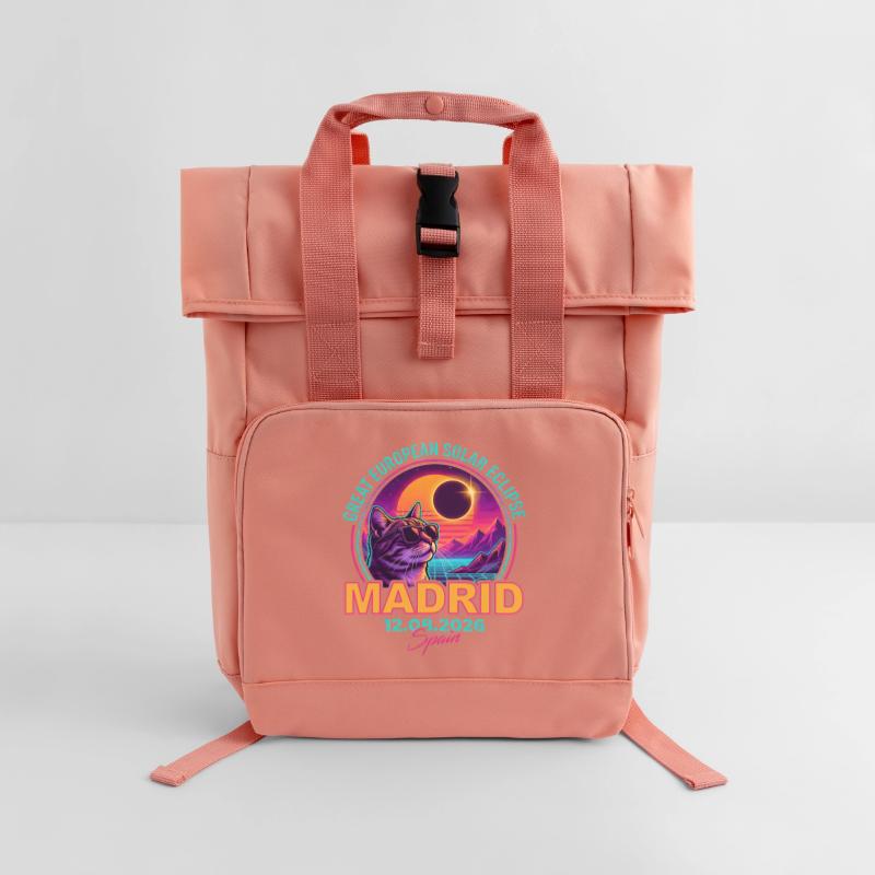Solar Cat Madrid Eclipse 2026 Roll Top Backpack with Two Handles