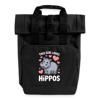 Nilpferd Sprüche Flusspferd Witz Nilpferd Geschenk - Rolltop Rucksack mit zwei Griffen - Schwarz - Vorne