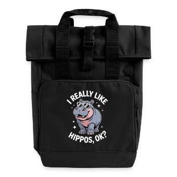 Nilpferd Sprüche Flusspferd Witz Nilpferd Geschenk - Rolltop Rucksack mit zwei Griffen - Schwarz - Vorne