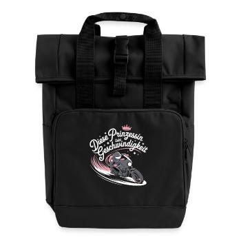 This Princess Loves Speed Motorcycle - Roll Top Backpack with Two Handles - black - Front