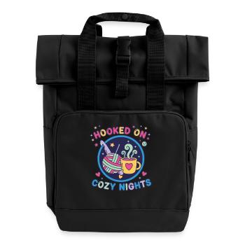 Accro aux nuits douillettes Amant du crochet Drôle - Sac à dos Roll Top à deux anses - noir - Devant