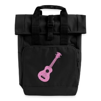 Hawaiian Ukulele Uke Diamonds - Rolltop Rucksack mit zwei Griffen - Schwarz - Vorne