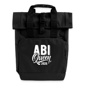 Abi Queen 2026 - Abitur - Spruch - Rolltop Rucksack mit zwei Griffen - Schwarz - Vorne