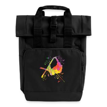 Alpine skiing Winter sports Nordic skiing - Roll Top Backpack with Two Handles - black - Front