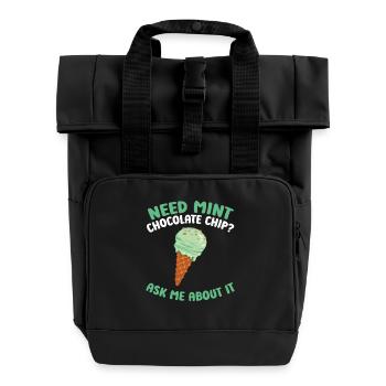 Frische Sahne-Waffelkegel italienische Minze - Rolltop Rucksack mit zwei Griffen - Schwarz - Vorne