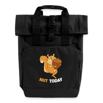 NUT TODAY Eichhörnchen Eichel - Rolltop Rucksack mit zwei Griffen - Schwarz - Vorne