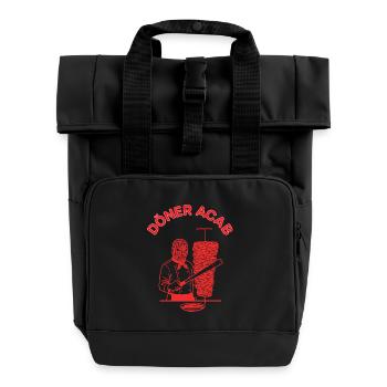 Döner ACAB Parodie Links - Rolltop Rucksack mit zwei Griffen - Schwarz - Vorne