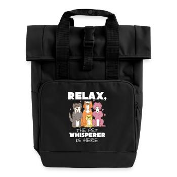 Relax, Der Tierflüsterer Ist Hier - Rolltop Rucksack mit zwei Griffen - Schwarz - Vorne