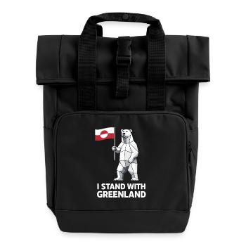 I Stand With Greenland Polar Bear Flag - Roll Top Backpack with Two Handles - black - Front