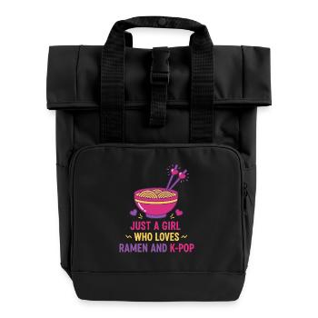 Nur ein Mädchen, das Ramen und koreanische K-Pop-Musik liebt - Rolltop Rucksack mit zwei Griffen - Schwarz - Vorne