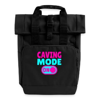 Caving Mode ON – Höhlenabenteuer im Dunkeln - Rolltop Rucksack mit zwei Griffen - Schwarz - Vorne