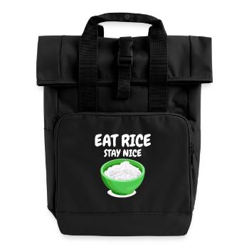 Rice International Cuisine Rice Lovers - Roll Top Backpack with Two Handles - black - Front