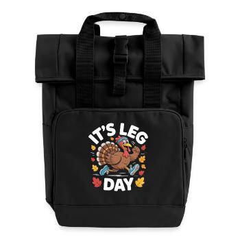 Pute Leg Day Fitnesswitz - Rolltop Rucksack mit zwei Griffen - Schwarz - Vorne