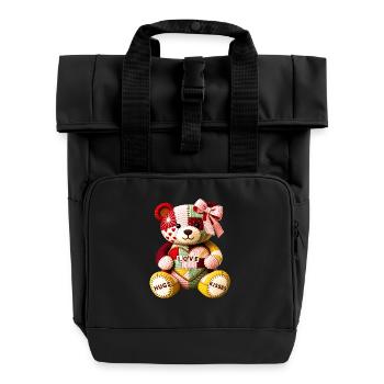 baybe_-1- - Roll Top Backpack with Two Handles - black - Front