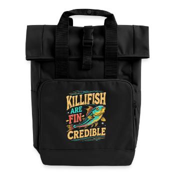 Toothcarp Killfish Toothed carp - Roll Top Backpack with Two Handles - black - Front