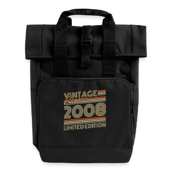 Vintage 2008 Vintage Birthday Gift - Roll Top Backpack with Two Handles - black - Front