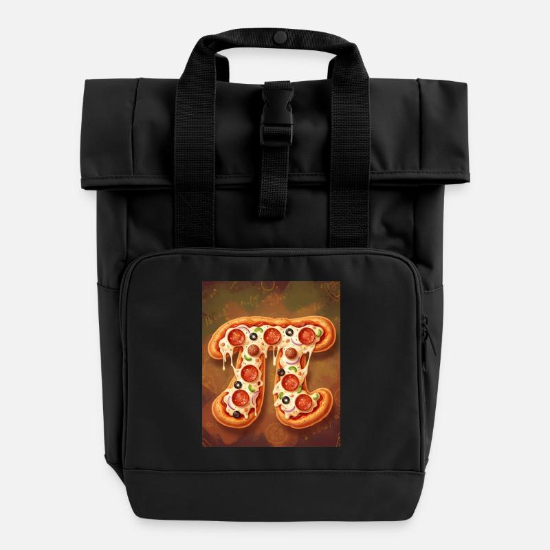 Pi Shape Pizza - Roll Top Backpack with Two Handles - black