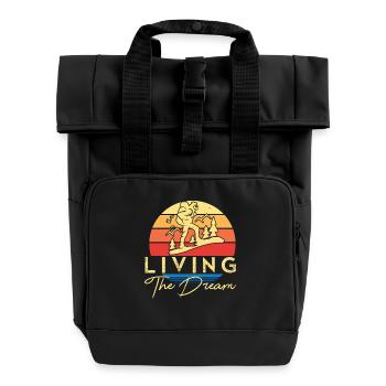 Lebe Den Traum: Outdoor Retro - Rolltop Rucksack mit zwei Griffen - Schwarz - Vorne