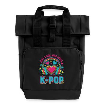 Just a girl, das koreanische K-Pop-Musik liebt - Rolltop Rucksack mit zwei Griffen - Schwarz - Vorne