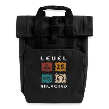 Level 25 freigeschaltet - Rolltop Rucksack mit zwei Griffen - Schwarz - Vorne