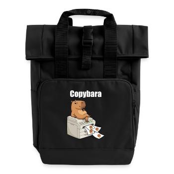 Copybara Capybara on Copier Office Humor - Roll Top Backpack with Two Handles - black - Front