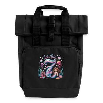 Ich Bin 7 Meerjungfrauen Mädchen 7. Geburtstag - Roll Top Backpack with Two Handles - black - Front