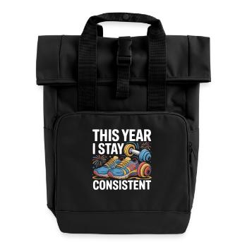 New Years Resolution Motivational Quotes - Roll Top Backpack with Two Handles - black - Front