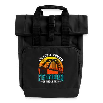 Ostsee ENDLOSER SOMMER FEHMARN OSTHOLSTEIN Lustig - Rolltop Rucksack mit zwei Griffen - Schwarz - Vorne